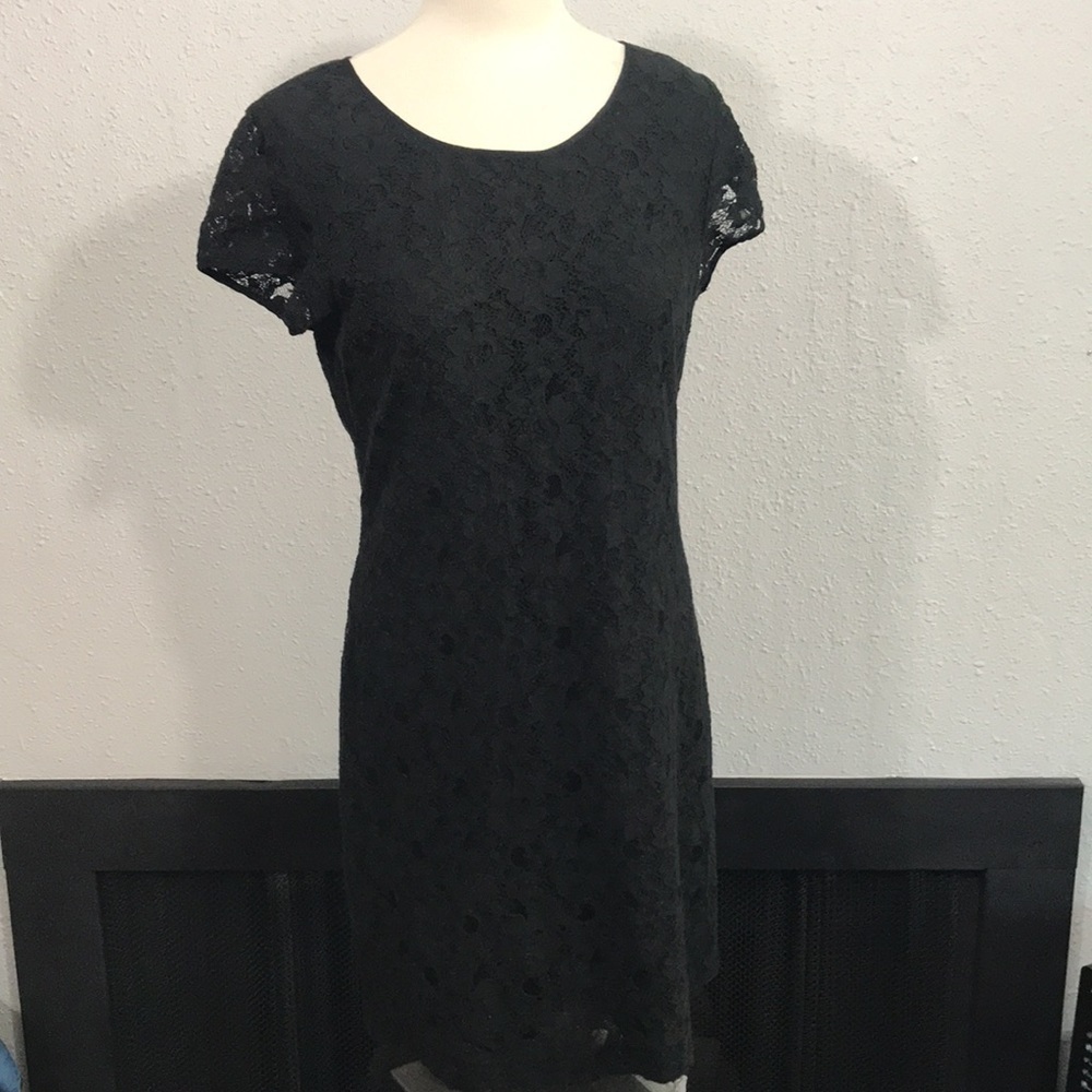 Banana Republic Round Neck Black Lace Sheath Dress - Picture 1 of 10